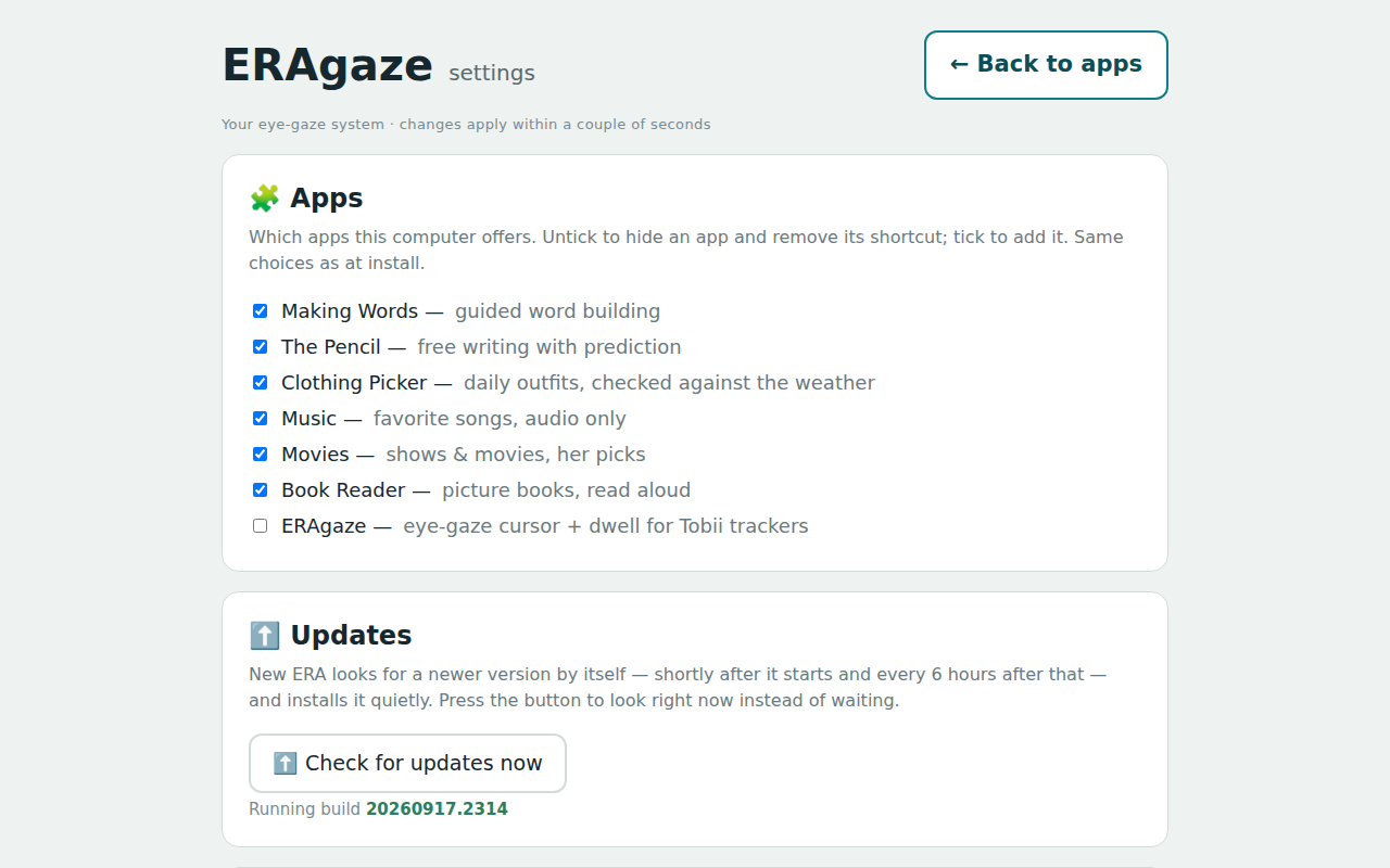 Screenshot of the app